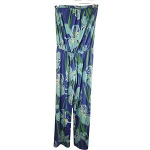 Lily Pulitzer Jumpsuit Kourtney Women's XS Strapless Island Iris Blue Flowers
